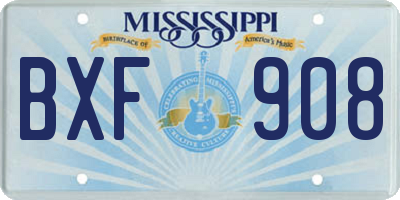 MS license plate BXF908