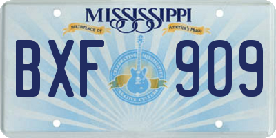 MS license plate BXF909