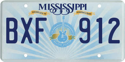 MS license plate BXF912