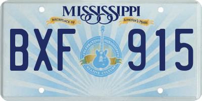 MS license plate BXF915