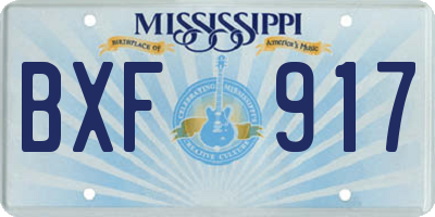 MS license plate BXF917