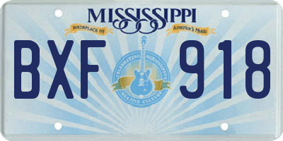MS license plate BXF918