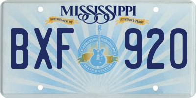 MS license plate BXF920
