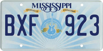 MS license plate BXF923