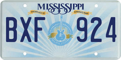 MS license plate BXF924