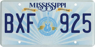 MS license plate BXF925