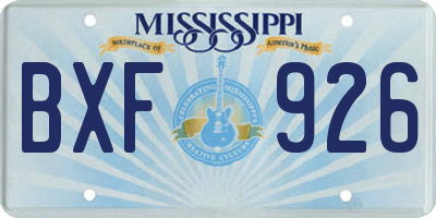 MS license plate BXF926