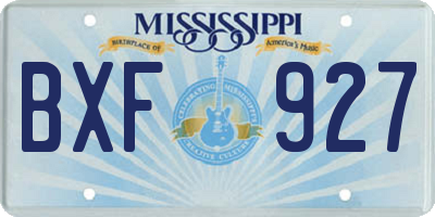 MS license plate BXF927