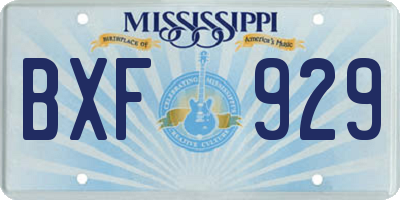 MS license plate BXF929