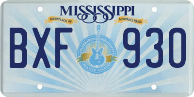 MS license plate BXF930