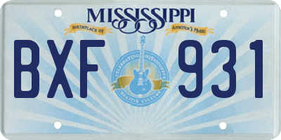 MS license plate BXF931