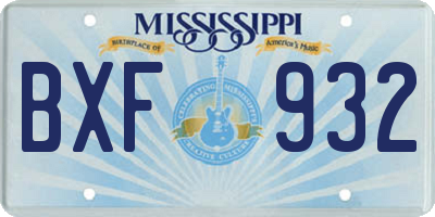 MS license plate BXF932
