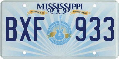 MS license plate BXF933