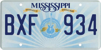 MS license plate BXF934