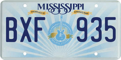 MS license plate BXF935
