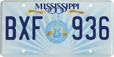 MS license plate BXF936
