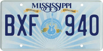 MS license plate BXF940