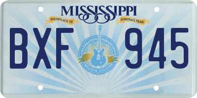 MS license plate BXF945