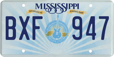MS license plate BXF947