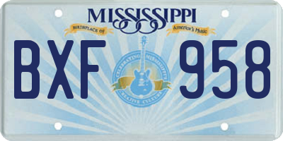 MS license plate BXF958