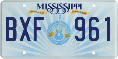 MS license plate BXF961
