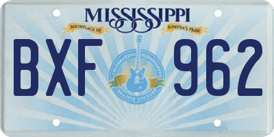 MS license plate BXF962