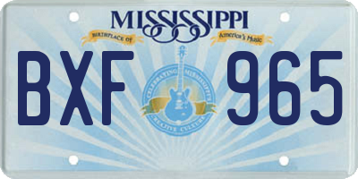 MS license plate BXF965