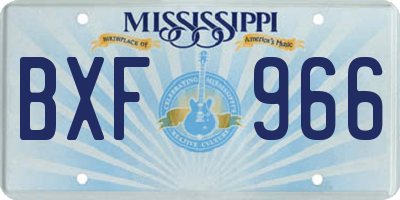 MS license plate BXF966