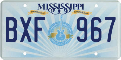 MS license plate BXF967