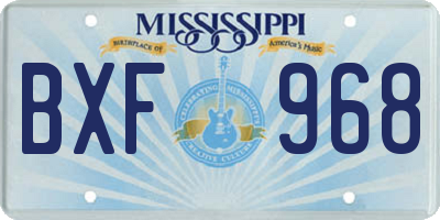 MS license plate BXF968