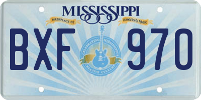 MS license plate BXF970