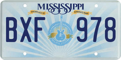 MS license plate BXF978