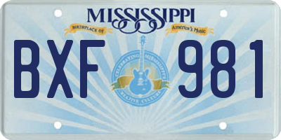MS license plate BXF981