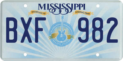 MS license plate BXF982