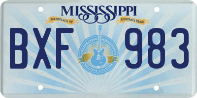 MS license plate BXF983