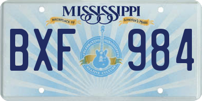 MS license plate BXF984