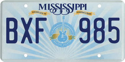 MS license plate BXF985