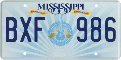 MS license plate BXF986