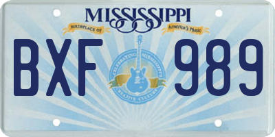 MS license plate BXF989