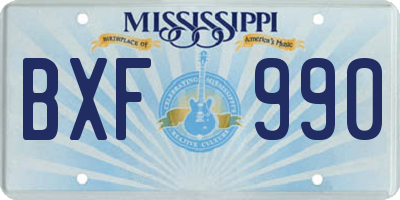 MS license plate BXF990