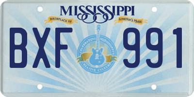 MS license plate BXF991