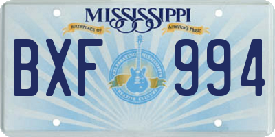 MS license plate BXF994