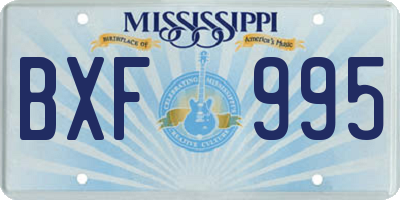 MS license plate BXF995