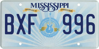 MS license plate BXF996