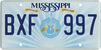 MS license plate BXF997