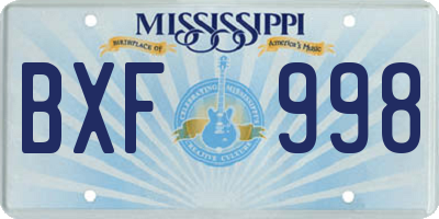 MS license plate BXF998