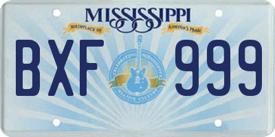 MS license plate BXF999
