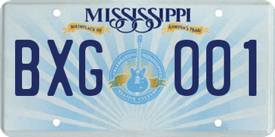 MS license plate BXG001