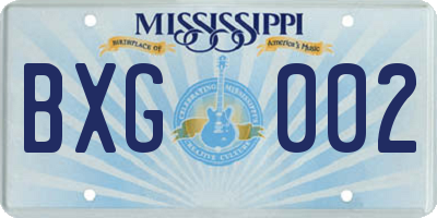 MS license plate BXG002