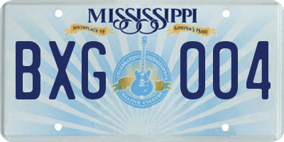 MS license plate BXG004